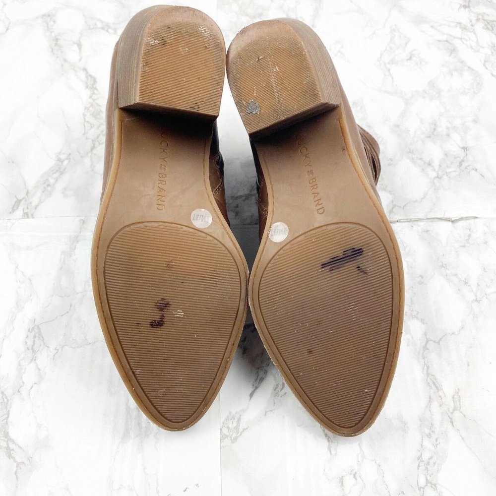 Lucky Brand Zavrina Leather Ankle Booties Cut Out - Picture 8 of 8